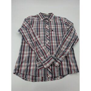 TRAVIS MATHEW Button-Up Men's Size Medium Red Gray White Plaid LS‎ Pocket Shirt